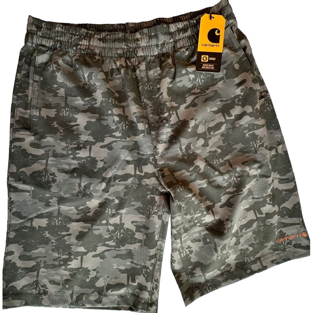 Carhartt Shorts Boys XL 18/20 Green Camo Relaxed T Rugged Flex Work Shorts NEW